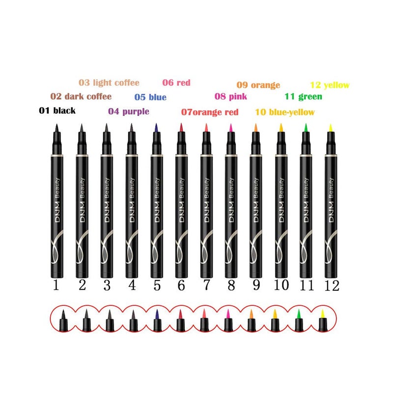 DNM Cat Eye Makeup Waterproof Neon Colorful Liquid Eyeliner Pen Make Up Comestics Long-lasting Black Eye Liner Pencil Makeup Tools (red) - Image 3